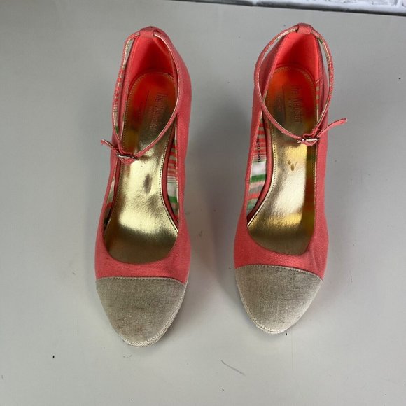 THE WEBSTER MIAMI Target Straw Wedge 5” Heel Pink Sandals Shoes Womens Size 8.5 - Picture 3 of 10